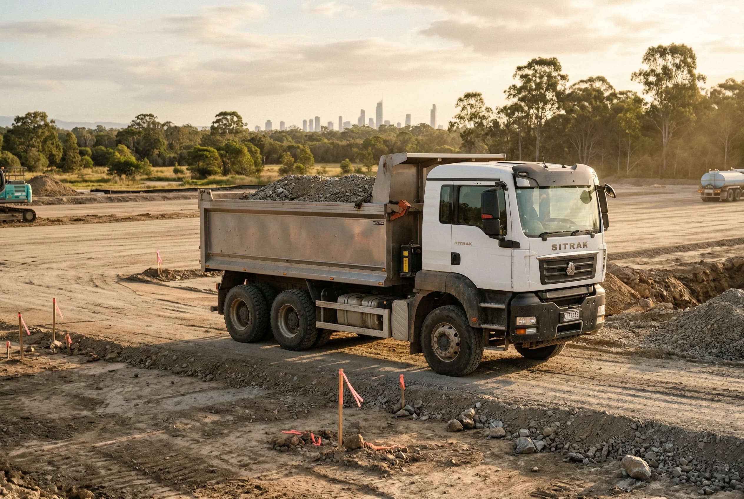 Tipper truck on a graded civil earthworks site